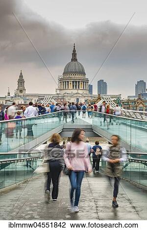 Millenium Bridge and St. Paul's Cathedral, London, England, United Kingdom, Europe View Large Photo Image Stock Image - Millenium Bridge and St. Paul's Cathedral, London, England, United Kingdom, Europe. Fotosearch