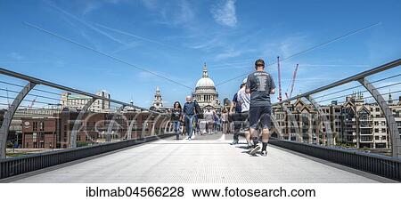 Millenium Bridge and St. Paul's Cathedral, London, England, United Kingdom, Europe View Large Photo Image Stock Photo - Millenium Bridge and St. Paul's Cathedral, London, England, United Kingdom, Europe. Fotosearch