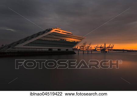 Modern office building Dockland, Elbe, at sunset, Hamburg, Germany, Europe View Large Photo Image Stock Image - Modern office building Dockland, Elbe, at sunset, Hamburg, Germany, Europe. Fotosearch