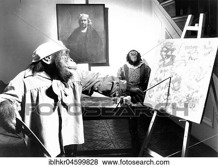 Monkey painting picture, England, Great Britain View Large Photo Image Stock Photo - Monkey painting picture, England, Great Britain. Fotosearch