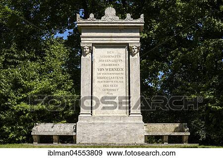 Stock Photo - Monument to Reinhard Freiherr von Werneck, English Garden, Munich, Upper Bavaria, Bavaria, Germany, Europe. Fotosearch