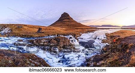 Morning atmosphere at Kirkjufell with waterfall Kirkjufellsfoss, sunrise, Snäfellsnes Peninsula, Iceland, Europe View Large Photo Image Stock Image - Morning atmosphere at Kirkjufell with waterfall Kirkjufellsfoss, sunrise, Snäfellsnes Peninsula, Iceland, Europe. Fotosearch