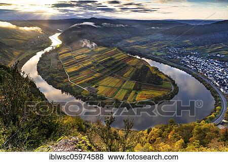 Moselle River loop in autumn, view from Calmont Bremm, Rhineland-Palatinate, Germany, Europe View Large Photo Image Stock Photo - Moselle River loop in autumn, view from Calmont Bremm, Rhineland-Palatinate, Germany, Europe. Fotosearch