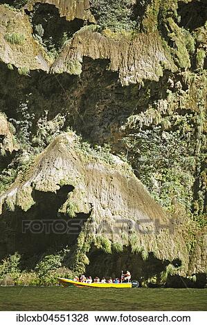 Stock Photo - Motorboat at Arbol Navidad, Río Grijalva, Cañón del Sumidero, Chiapa de Corzo, state of Chiapas, Mexico, Central America. Fotosearch