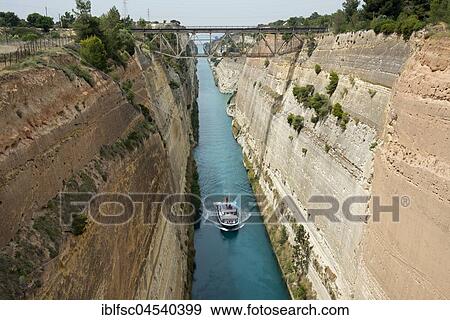 Motorboat on Corinth Canal, Peloponnese, Greece, Europe View Large Photo Image Stock Photo - Motorboat on Corinth Canal, Peloponnese, Greece, Europe. Fotosearch