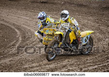 Stock Photo - Motorcycle team at a motocross race, Schnaitheim, Baden-Württemberg, Germany, Europe. Fotosearch