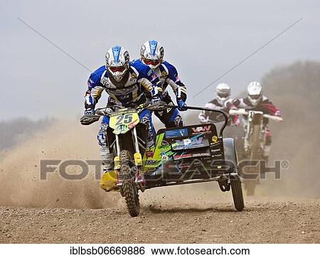 Stock Photograph - Motorcycle team at a motocross race, Schnaitheim, Baden-Württemberg, Germany, Europe. Fotosearch