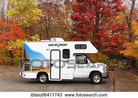 Motorhome in front of autumnally discoloured trees, White Mountains, New Hampshire, USA, North America View Large Photo Image Stock Image - Motorhome in front of autumnally discoloured trees, White Mountains, New Hampshire, USA, North America. Fotosearch