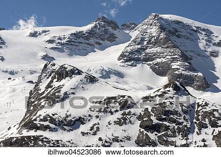 Stock Photograph - Mountain range Marmolada, highest massif of the Dolomites, on the right Summit Punta Penia, Canazei, Trentino-Alto Adige, Dolomites, Italy, Europe. Fotosearch