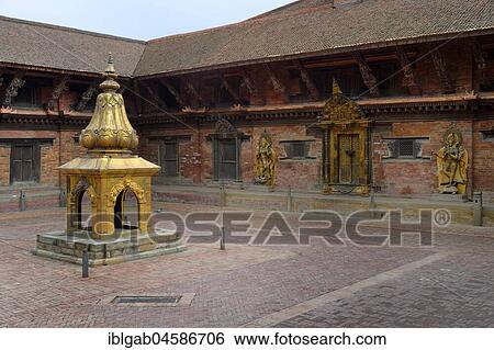 Stock Photograph - Mul Chowk courtyard, Taleju Bhawani Goddess Temple, Hanuman Dhoka Royal Palace, Patan Durbar Square, Unesco World Heritage Site, Kathmandu valley, Lalitpur, Nepal, Asia. Fotosearch