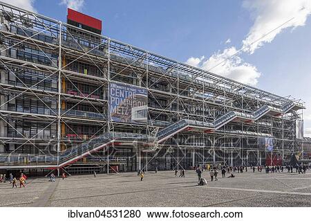 Museum of Modern Art, Centre Pompidou, Marais, Paris, Ile De Fance, France, Europe View Large Photo Image Stock Image - Museum of Modern Art, Centre Pompidou, Marais, Paris, Ile De Fance, France, Europe. Fotosearch