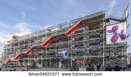 Stock Photo - Museum of Modern Art, Centre Pompidou, Marais, Paris, Ile De Fance, France, Europe. Fotosearch