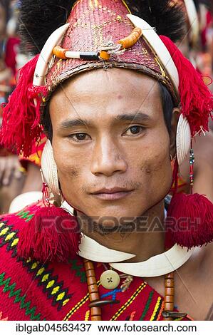 Stock Photo - Naga tribal man in traditional outfit, Kisima Nagaland Hornbill festival, Kohima, Nagaland, India, Asia. Fotosearch