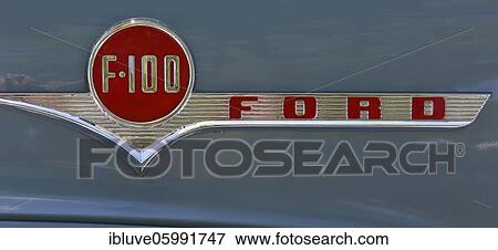 Nameplate Ford F 100 Pickup, V8, vintage car, historical vehicle from 1956, Germany, Europe View Large Photo Image Stock Photo - Nameplate Ford F 100 Pickup, V8, vintage car, historical vehicle from 1956, Germany, Europe. Fotosearch