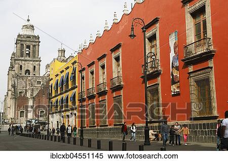 Stock Photography - National University, on the left the Cathedral, Mexico City, federal state of Mexico, Mexico, Central America. Fotosearch