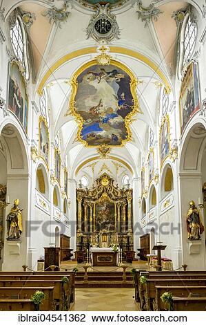 Nave with pulpit and choir, Basilica of the Holy Cross, Cloister Scheyern, Benedictine abbey, district Pfaffenhofen an der Ilm, Upper Bavaria, Bavaria, Germany, Europe View Large Photo Image Stock Image - Nave with pulpit and choir, Basilica of the Holy Cross, Cloister Scheyern, Benedictine abbey, district Pfaffenhofen an der Ilm, Upper Bavaria, Bavaria, Germany, Europe. Fotosearch