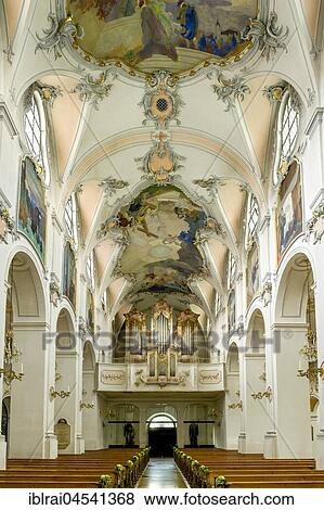 Nave with pulpit and organ, Basilica of the Holy Cross, Cloister Scheyern, Benedictine abbey, district Pfaffenhofen an der Ilm, Upper Bavaria, Bavaria, Germany, Europe View Large Photo Image Stock Photo - Nave with pulpit and organ, Basilica of the Holy Cross, Cloister Scheyern, Benedictine abbey, district Pfaffenhofen an der Ilm, Upper Bavaria, Bavaria, Germany, Europe. Fotosearch