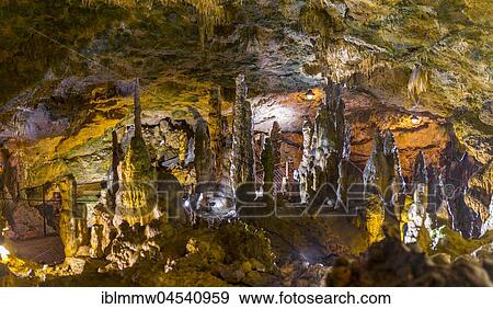 Stock Photo - Nebula cave, stalagmites and stalactites, Sonnenbühl, Baden-Württemberg, Germany, Europe. Fotosearch