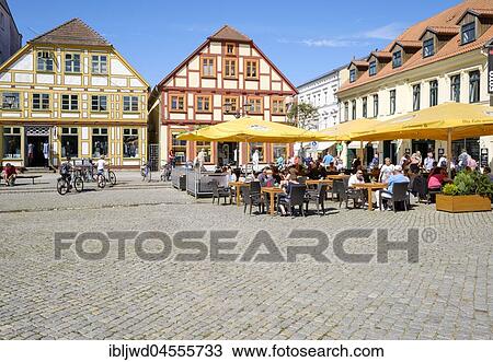 Neuer Markt, Market Square with cafe, Waren, Mecklenburg-Western Pomerania, Germany, Europe View Large Photo Image Stock Image - Neuer Markt, Market Square with cafe, Waren, Mecklenburg-Western Pomerania, Germany, Europe. Fotosearch