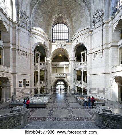 Stock Photograph - New town hall, interior view of the town hall, foyer, Hanover, Lower Saxony, Germany, Europe. Fotosearch