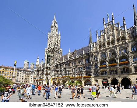 Stock Image - New Town Hall, Marienplatz, old town, Munich, Upper Bavaria, Bavaria, Germany, Europe. Fotosearch