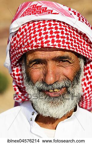 Picture - Old Beduin at Feynan Ecolodge, Jordan, Asia. Fotosearch
