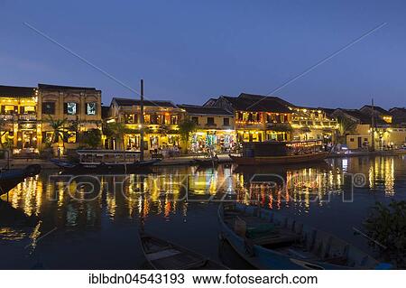 Old city by night, River Thu Bon at front, Hoi An, Vietnam, Asia View Large Photo Image Stock Image - Old city by night, River Thu Bon at front, Hoi An, Vietnam, Asia. Fotosearch