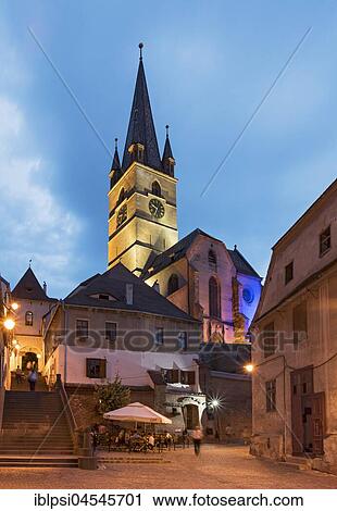 Old Town and Lutheran Cathedral by Night, Sibiu, Romania, Europe View Large Photo Image Stock Image - Old Town and Lutheran Cathedral by Night, Sibiu, Romania, Europe. Fotosearch
