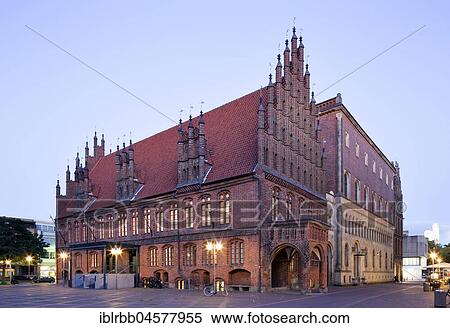 Old town hall, twilight, northern German brick Gothic, Hanover, Lower Saxony, Germany, Europe View Large Photo Image Stock Photography - Old town hall, twilight, northern German brick Gothic, Hanover, Lower Saxony, Germany, Europe. Fotosearch