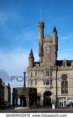 Old Town Hall with Castlegate, Aberdeen, Scotland, United Kingdom, Europe View Large Photo Image Stock Photograph - Old Town Hall with Castlegate, Aberdeen, Scotland, United Kingdom, Europe. Fotosearch