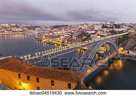 Old town with bridge, arched bridge Ponte Dom Luís I over the Douro, dawn, Porto, Portugal, Europe View Large Photo Image Stock Image - Old town with bridge, arched bridge Ponte Dom Luís I over the Douro, dawn, Porto, Portugal, Europe. Fotosearch