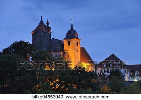 Stock Image - Old Town with Schochem tower, school at stone house and city church of St. Cyriakus, Besigheim, Neckar valley, Baden-Württemberg, Germany, europe, Europe. Fotosearch