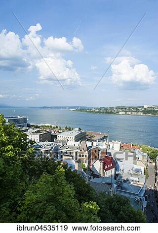 Overlook over the Saint Lawrence river, Quebec City, Quebec, Canada, North America View Large Photo Image Stock Photo - Overlook over the Saint Lawrence river, Quebec City, Quebec, Canada, North America. Fotosearch