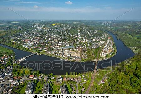 Overview of Kettwig with Ruhr bridge and railway bridge, Kettwiger Ruhrbogen, Essen, Ruhr area, North Rhine-Westphalia, Germany, Europe View Large Photo Image Stock Image - Overview of Kettwig with Ruhr bridge and railway bridge, Kettwiger Ruhrbogen, Essen, Ruhr area, North Rhine-Westphalia, Germany, Europe. Fotosearch
