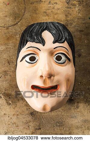 Painted wooden mask on a workbench, wooden mask carver, Bad Aussee, Styria, Austria, Europe View Large Photo Image Stock Photo - Painted wooden mask on a workbench, wooden mask carver, Bad Aussee, Styria, Austria, Europe. Fotosearch
