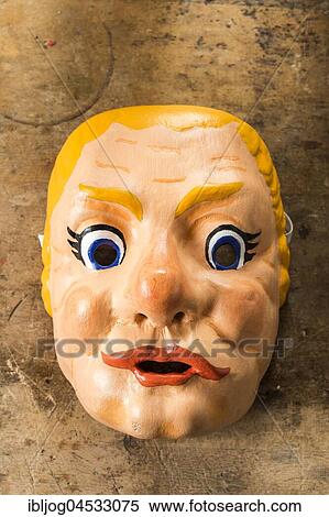 Painted wooden mask on a workbench, wooden mask carver, Bad Aussee, Styria, Austria, Europe View Large Photo Image Stock Photography - Painted wooden mask on a workbench, wooden mask carver, Bad Aussee, Styria, Austria, Europe. Fotosearch