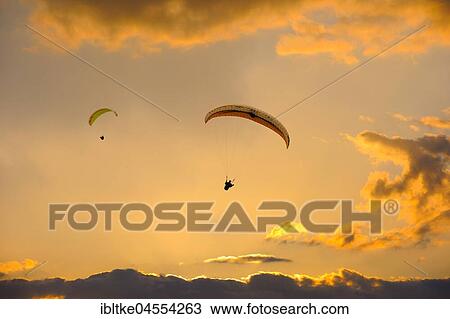 Stock Image - Paraglider in the air, Baden-Württemberg Germany. Fotosearch
