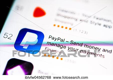 PayPal app in the Apple App Store, online banking, display on a screen of your mobile phone, iPhone, iOS, smartphone, macro recording, detail, full formatting View Large Photo Image Stock Photo - PayPal app in the Apple App Store, online banking, display on a screen of your mobile phone, iPhone, iOS, smartphone, macro recording, detail, full formatting. Fotosearch