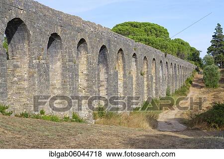 Pegoes aqueduct, Castle and Convent of the Order of Christ, Tomar, Santarem district, Portugal, Europe View Large Photo Image Stock Photo - Pegoes aqueduct, Castle and Convent of the Order of Christ, Tomar, Santarem district, Portugal, Europe. Fotosearch