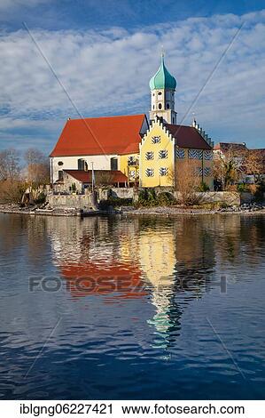 Peninsula with the parish church of St. George, moated castle on Lake Constance, Swabia, Bavaria, Germany, Europe View Large Photo Image Stock Image - Peninsula with the parish church of St. George, moated castle on Lake Constance, Swabia, Bavaria, Germany, Europe. Fotosearch