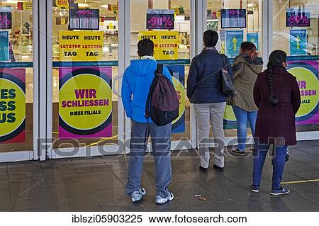 People on the last day in front of the entrance of a department store, Galeria Kaufhof, store closure, Witten, North Rhine-Westphalia, Germany, Europe View Large Photo Image Stock Photography - People on the last day in front of the entrance of a department store, Galeria Kaufhof, store closure, Witten, North Rhine-Westphalia, Germany, Europe. Fotosearch
