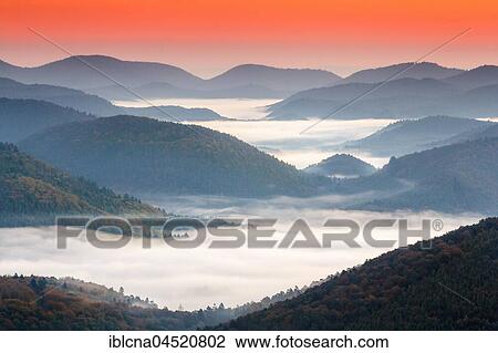 Pfälzer Wald, Fog, Sunrise, Palatinate, Rhineland-Palatinate, Germany, Europe View Large Photo Image Stock Image - Pfälzer Wald, Fog, Sunrise, Palatinate, Rhineland-Palatinate, Germany, Europe. Fotosearch