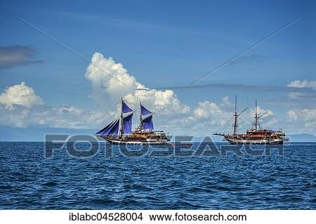Phinisi Sailboats, Raja-Ampat, Kri Island, Dampier Strait, West Papua, Western New Guinea, Indonesia, Asia View Large Photo Image Picture - Phinisi Sailboats, Raja-Ampat, Kri Island, Dampier Strait, West Papua, Western New Guinea, Indonesia, Asia. Fotosearch