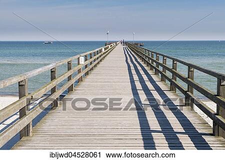 Stock Image - Pier in Prerow, Baltic Sea, Darss, Mecklenburg-Western Pomerania, Germany, Europe. Fotosearch