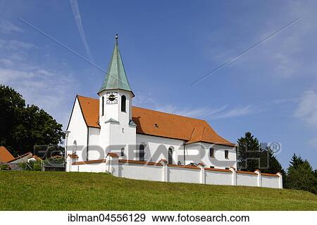 Stock Photo - Pilgrimage Church St. Ursula, Pilgramsberg, near Rattiszell, Bavarian Forest, Lower Bavaria, Bavaria, Germany, Europe. Fotosearch