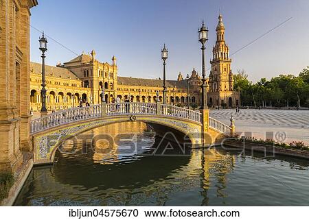 Plaza de Espana, Seville, Andalusia, Spain, Europe View Large Photo Image Stock Image - Plaza de Espana, Seville, Andalusia, Spain, Europe. Fotosearch