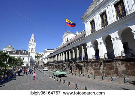 Plaza Grande with seat of government Palacio de Carondelet and Cathedral, Catedral Metropolitana, Quito, Province of Pichincha, Ecuador, South America View Large Photo Image Stock Photo - Plaza Grande with seat of government Palacio de Carondelet and Cathedral, Catedral Metropolitana, Quito, Province of Pichincha, Ecuador, South America. Fotosearch