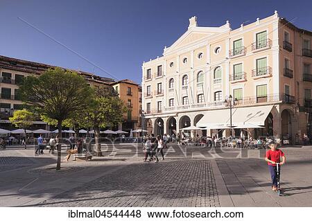 Plaza Mayor, Teatro Juan Bravo, Segovia, Castilla y Leon, Spain, Europe View Large Photo Image Stock Photo - Plaza Mayor, Teatro Juan Bravo, Segovia, Castilla y Leon, Spain, Europe. Fotosearch