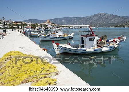 Port, Fishing boats, Kilada, Argolis, Peloponnese, Greece, Europe View Large Photo Image Stock Image - Port, Fishing boats, Kilada, Argolis, Peloponnese, Greece, Europe. Fotosearch