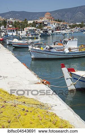 Port, Fishing boats, Kilada, Argolis, Peloponnese, Greece, Europe View Large Photo Image Stock Image - Port, Fishing boats, Kilada, Argolis, Peloponnese, Greece, Europe. Fotosearch